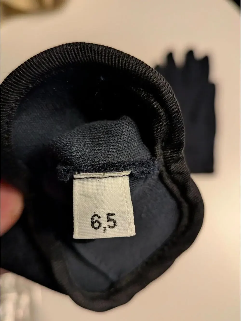 Rare Authentic HERMES Black Silk Gloves Size 6 1/2 Women's Winter 6.5 H Logo